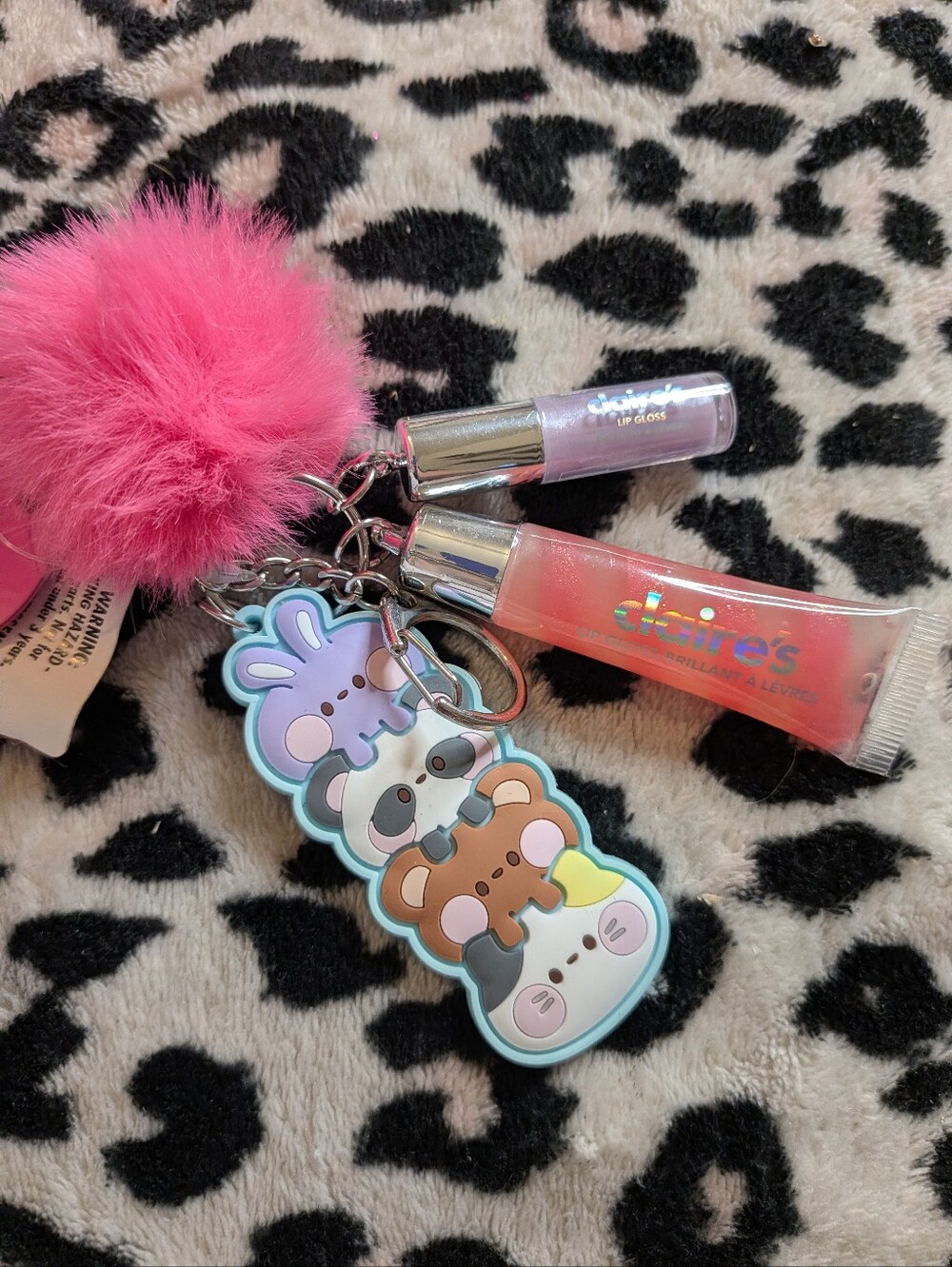 NWT Claires Key ring with lip gloss